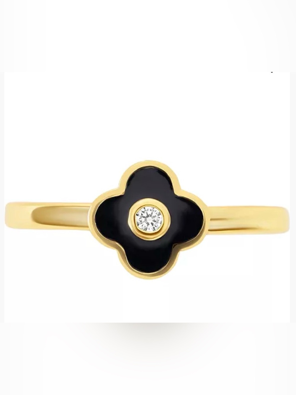 Giani Bernini 18k Gold plated over Sterling Silver Ring , Black Clover/zirconia